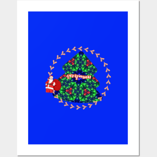 Christmas tree and Santa Claus. Posters and Art